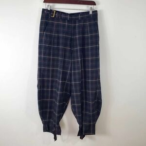 Vtg 80sPlaid High Waisted Balloon Leg Trousers Pleated, Slant Pockets 100% Wool